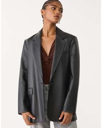 Stradivarius - Faux Leather Blazer - Lyst