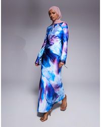 DASKA - – satin-maxikleid mit abstraktem muster - Lyst