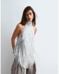 ARRANGE - Shard Sequin Hanky Hem Halter Top - Lyst