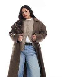 Brave Soul - Faux Wool Longline Belted Overcoat - Lyst