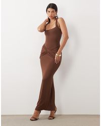 Oh Polly - Modal Square Neck Ruched Detail Maxi Dress - Lyst
