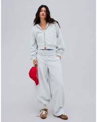 Bershka - Barrel Fit Plush Trousers - Lyst