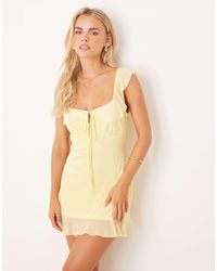 ASOS - Asos Design Petite Mesh Double Frill Mini Tea Dress - Lyst