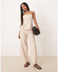 ASOS - Linen Blend Barrel Leg Trouser - Lyst