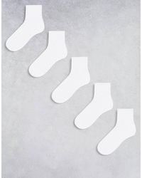 ASOS - Confezione Multipack Da 5 Paia Di Calzini Alla Caviglia Bianchi - Lyst