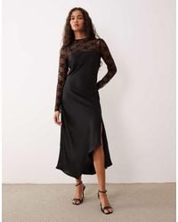 Y.A.S - Hybrid High Neck Lace Top And Satin Slip Dress - Lyst