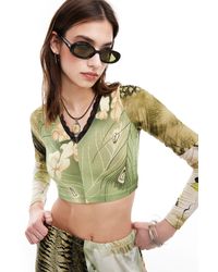 Reclaimed (vintage) - Revived X Glass Onion Crop Top With Lace Trim-multi - Lyst