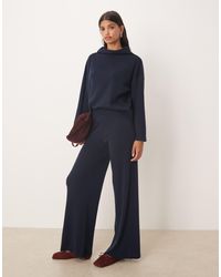 Mango - Knitted Soft Touch Wide Leg Co-Ord Trousers - Lyst