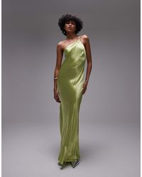 TOPSHOP - Robe mi-longue habillée asymétrique à dos ou en satin - citron - Lyst