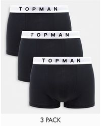 TOPMAN - Confezione da 3 boxer aderenti neri con fascia - Lyst