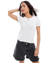 ONLY - Pointelle Lettuce Edge Baby Tee - Lyst