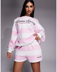 Kaiia - Cotton Rich Embroidered Logo Sweat Shorts Co-ord - Lyst