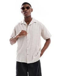 Jack & Jones - Chemise en lin mélangé avec col à revers - beige - Lyst