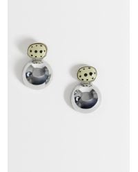 ASOS - Stud Earrings With Double-drop And Faux Dalmatian Stone - Lyst