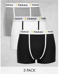 Farah - Elmer - confezione da 3 boxer neri, grigio mélange e bianchi - Lyst