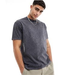 Another Influence - T-shirt pesante oversize scuro stone wash - Lyst