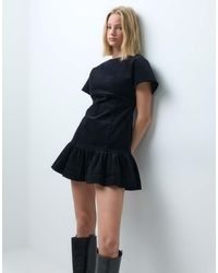 ASOS - Cord T-shirt Mini Dress With Ruched Skirt - Lyst