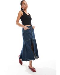 HUGO - Jupe mi-longue en jean - Lyst