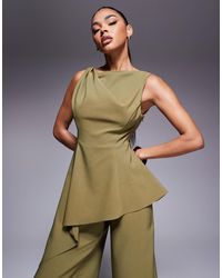 ASOS - Twist Shoulder Draped Jumpsuit - Lyst