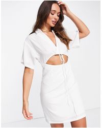 Vero Moda - Mini Shirt Dress With Cut Out - Lyst