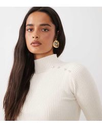 The Frolic - Exclusive High Neck Ribbed Knit Pearl Detail Flare Sleeve Jumper - Lyst