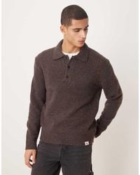 Calvin Klein - Jersey Marrón Con Cuello Tipo Polo De Punto De - Lyst