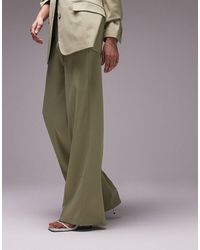 TOPSHOP - Pantaloni dritti extra larghi color salvia primaverile con tasca sul retro - Lyst