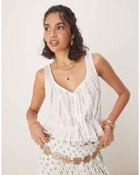 Free People - Alana Lace Insert Boho Tank Top - Lyst