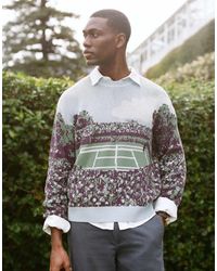 Abercrombie & Fitch - Tennis Inspired Graphic Knitted Crew Neck Jumper - Lyst