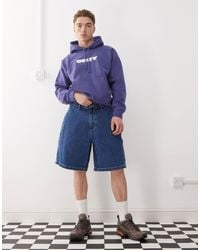 Obey - Bigwig - short en jean style charpentier - indigo délavé - Lyst