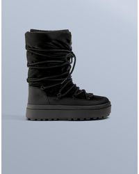 Oysho - – après-ski-stiefel zum schnüren aus nylon - Lyst