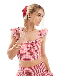 New Look - Crop top d'ensemble à carreaux vichy - Lyst