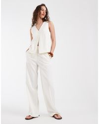 Pieces - Elegante Broek Van Linnenmix Met Wijde Pijpen - Lyst