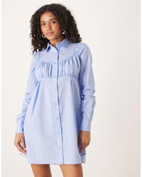 ASOS - Ruched Bust Detail Shirt Mini Dress - Lyst