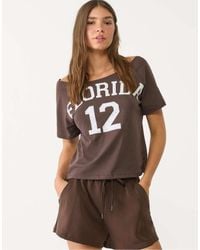 Stradivarius - T-Shirt A Maniche Corte Con Scritta "Florida" - Lyst