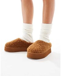 SEQWL - Fluffy Teddy Flatform Mules - Lyst