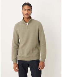 ASOS - Sweatshirt Met Korte Rits En Geribbelde Kraag - Lyst