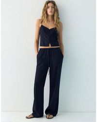 Pull&Bear - Flowing Viscose Linen Blend Trousers - Lyst