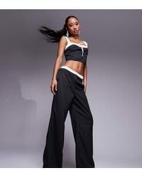 Kaiia - X Sasha Corte Exclusive Tailored Contrast Waistband Wide Leg Trousers Co-ord - Lyst