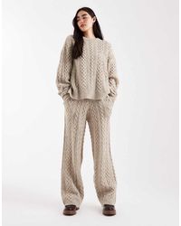 Daisy Street - Slouchy Cable Knit Wide Leg joggers - Lyst