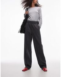 ARKET - Wool Blend Flannel Straight Leg Trousers With Elasticated Waist - Lyst