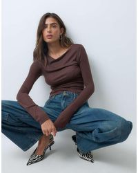ASOS - Wool Blend Boat Neck Long Sleeve Top - Lyst