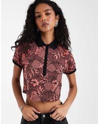 Fred Perry - X Amy Winehouse Printed Tropical Floral Short Sleeve Polo Shirt - Lyst