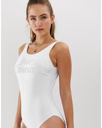 Juicy Couture Maillot 1 pièce avec logo - Perle - Blanc