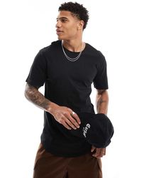 Only & Sons - Camiseta Larga Negra Con Bajo Redondeado De - Lyst