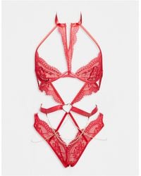 Ann Summers - Love Mi Amor Ouvert Lace Bodysuit With Heart Hardware - Lyst