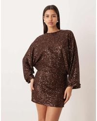 Gina Tricot - Long Sleeve Sequin Low Back Mini Dress - Lyst