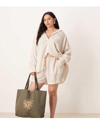 ASOS - Asos Design Curve Belle Beach Shorts With Linen - Lyst