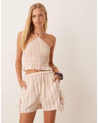 Aray - Stripe Beach Short Co-ord With Bow Detail - Lyst
