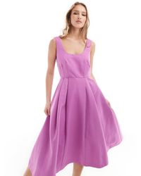 Closet - Full Skirt Midi Dress - Lyst